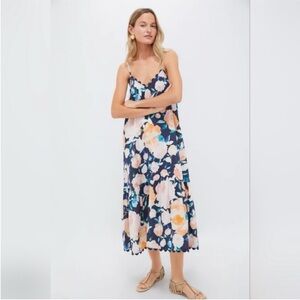 Juliet Dunn Floral Midi Dress in Blue and Pink